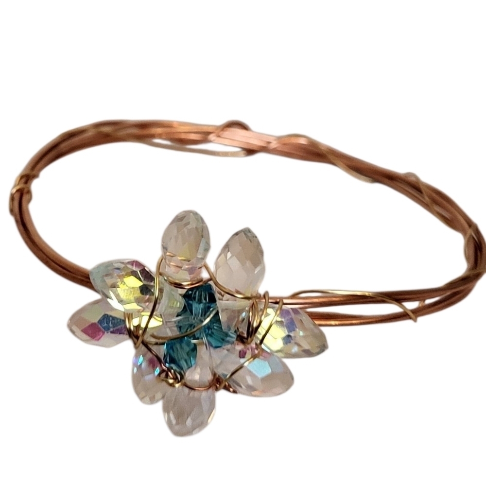 Teardrop Aurora Cuff Copper Wire & AB Crystal Bracelet